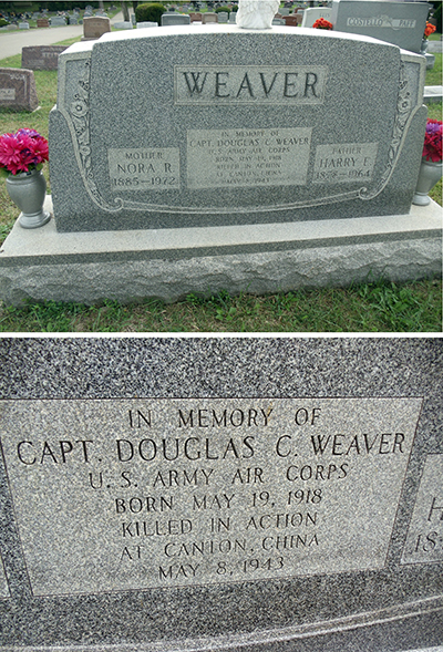 A marker for his loss was placed at Douglas C. Weaver