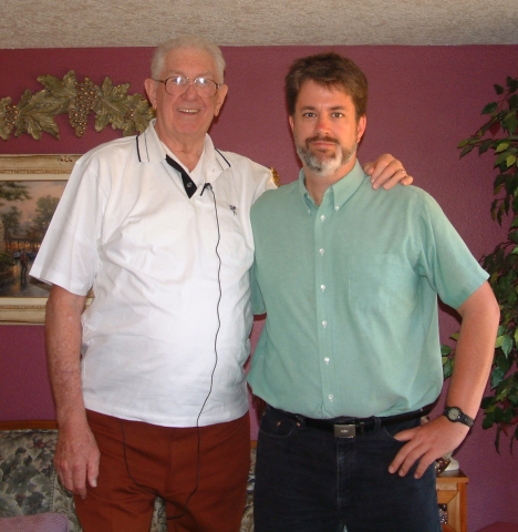 John Gerber and Patrick Lucas, of Remember Shared Honor, after taping interview of Mr. Gerber in his home in Woodburn, Oregon, in 2003.