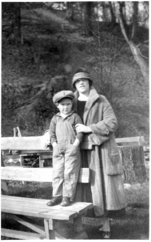 A young future Hump Pilot Richard Harris and his mother at Woodland Park, Seattle, during the 1930s.
