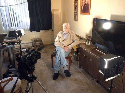 Dick Harris being interviewed by Remembering Shared Honor in early 2016.