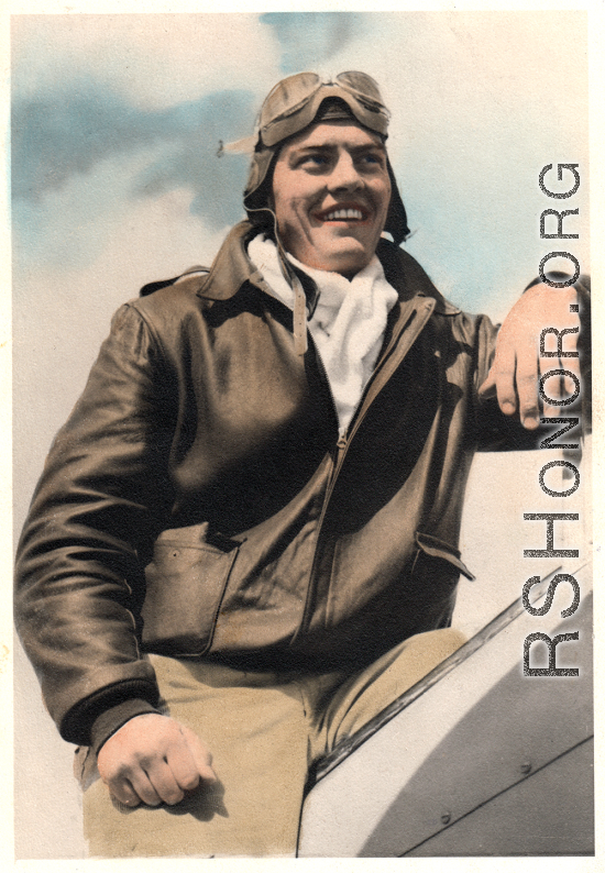 Richard "Dick" Harris in service in Lewiston, Idaho, in 1942. Hand colored image.