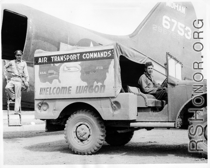 ATC Welcome Wagon before a C-47 in China, during WWII.