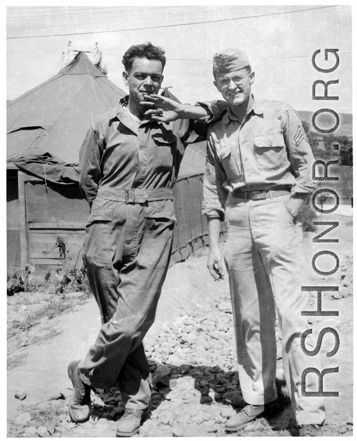 Two GIs at an American base in China during WWII.