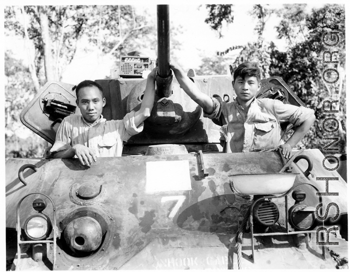 Apparent Chinese crew in American tank in Burma.  During WWII.