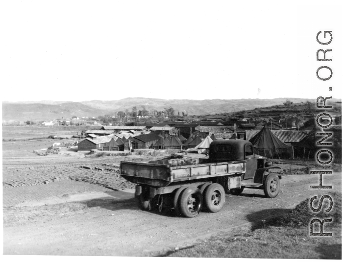 Transport truck at Chanyi (Zhanyi), during WWII.
