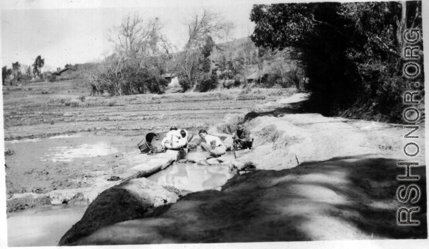 More washing girls the day of the mounds, Spring 1945, probably Yangkai. During WWII.