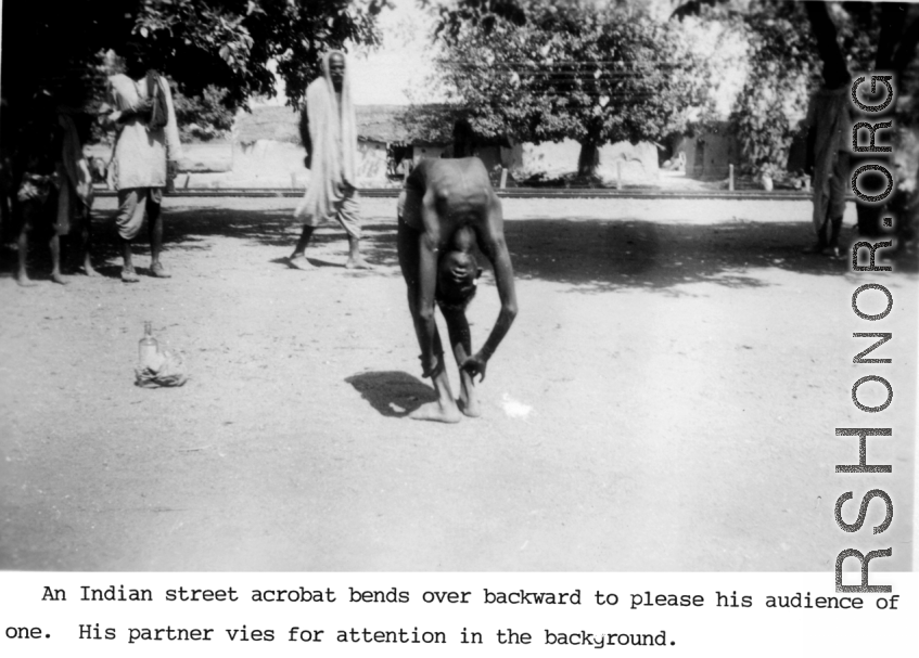 Indian street acrobat in the CBI during WWII.