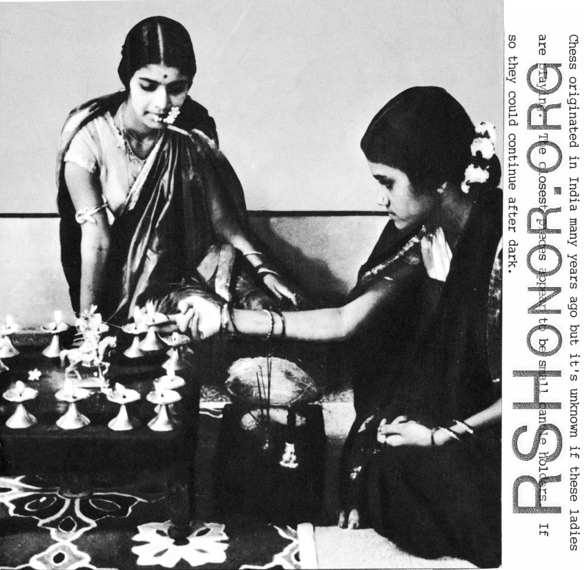 Two ladies play a board game somewhat similar to western Chess in India during WWII.