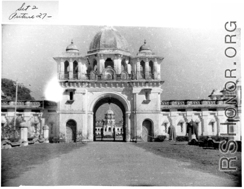 A fancy guarded building and courtyard in India during WWII.  Images provided by Emery and Beth Vrana.