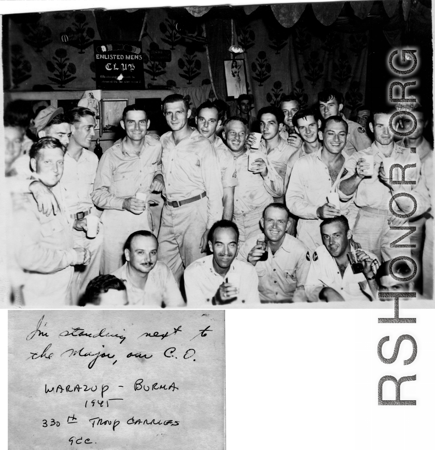 330th Troop Carrier party at the Enlisted Men's Club at Warazup, Burma, during WWII.