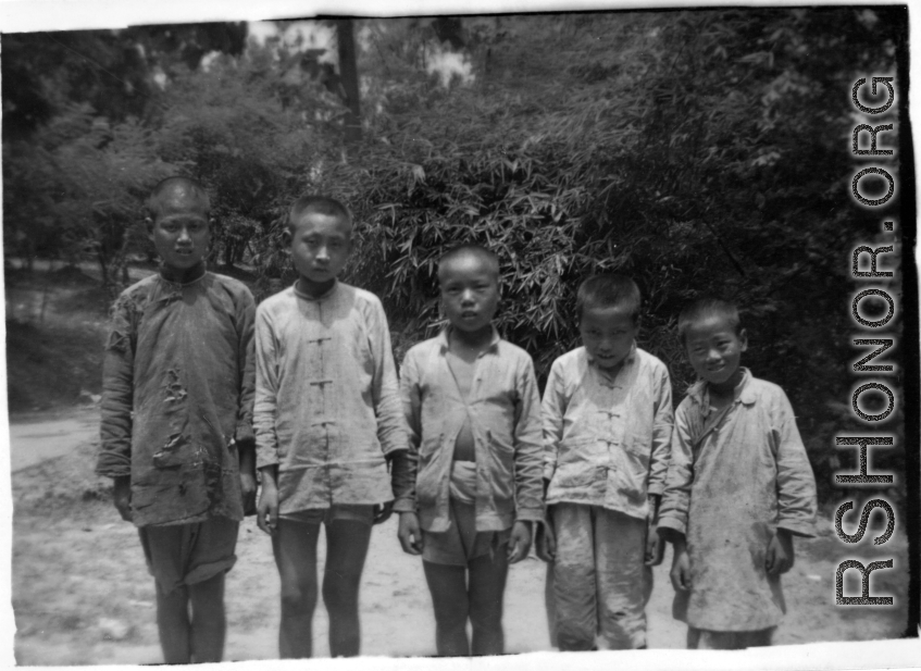 "These are five young Chinese children that lived near our base in Kwelin (Guilin)."
