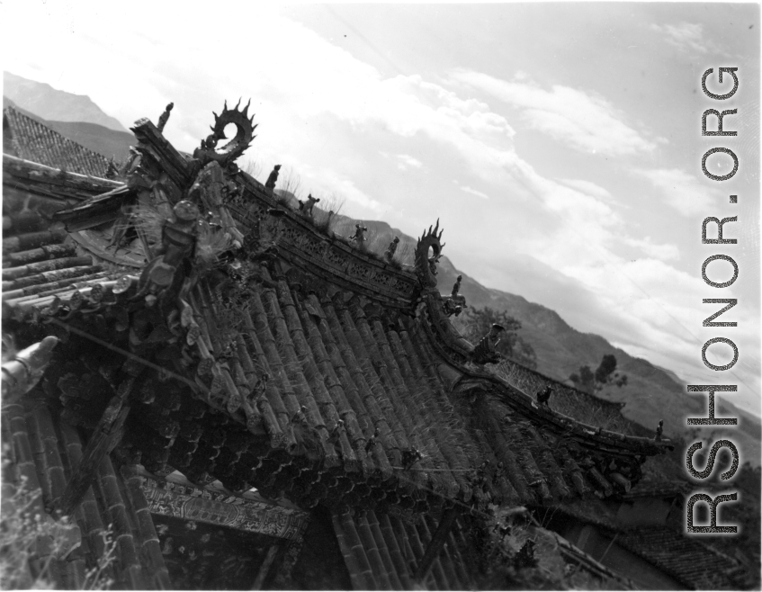 Temple architecture in Yunnan province, China. During WWII.