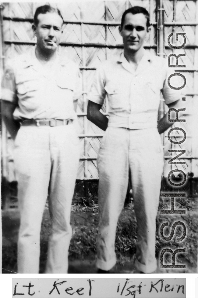 Lt. Keel and 1st/Sgt Klein pose for the camera in the CBI during WWII.