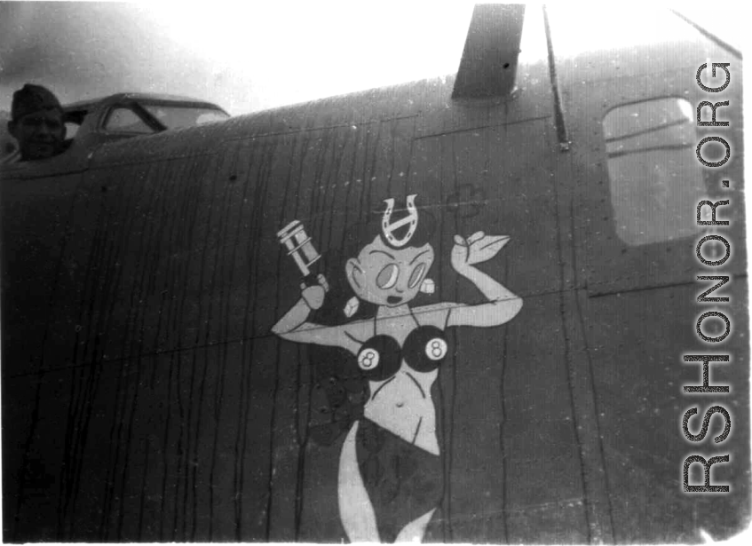 Nose art of a B-24 bomber, "Lady Luck II."