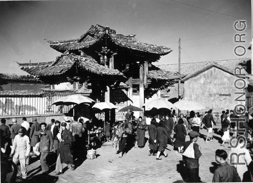 Busy street in Guilin, Guangxi province, China, in 1944.
