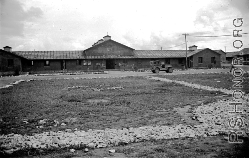 "The Mustang Corral" club at the American air base at Luliang in WWII in Yunnan province, China.