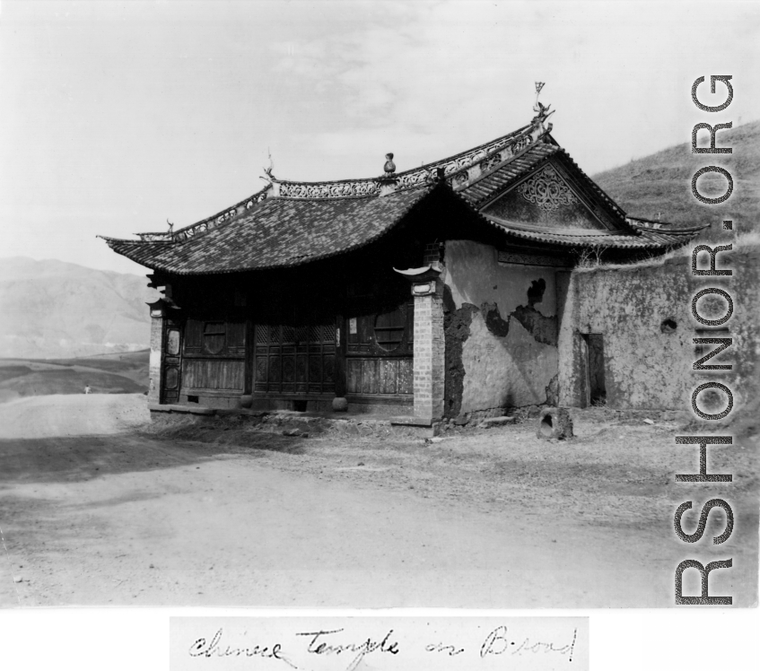 A Chinese temple on the Burma Road during WWII.