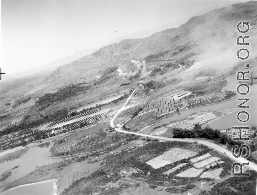 Bombing of small road bridge in either SW China (esp. Guangxi), or Burma, or French Indochina during WWII.