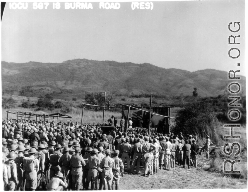 10CU 5G7 18 BURMA ROAD (RES). A speech with Chinese and Americans on the Burma Road.