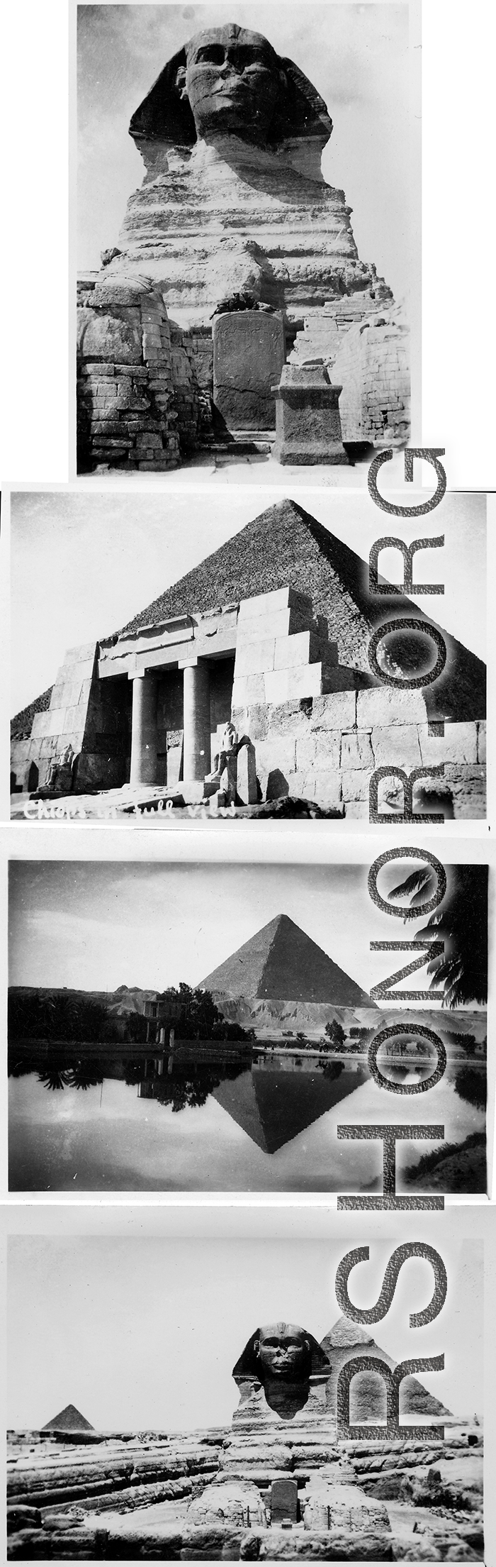 Area around the Great Pyramid, likely taken during Mazer's journey to the CBI. During WWII.  It is quite possible that Mazer deployed overseas as a replacement aboard ATC transport aircraft, not knowing to what unit/plane he would be assigned until his arrival in India or China. If so, this eclectic group might even be a sampling of the people on a recent group flight.  (Thanks to Tony Strotman for additional information.)