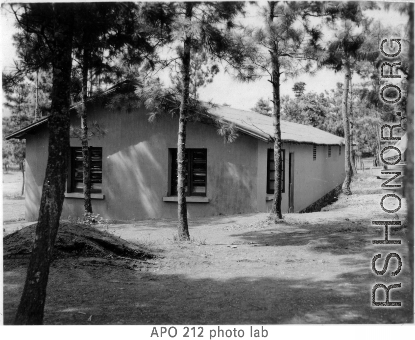 Photo lab building at Yangkai, APO 212, during WWII, likely in 1945.