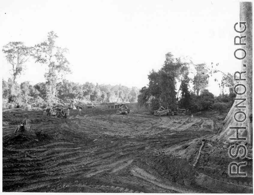 Site of road and bridge building in Burma.  During WWII.