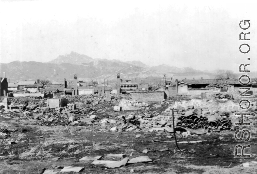 Devastated town in SW China during WWII.