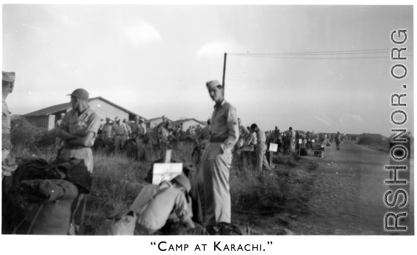 Men of the 2005th Ordnance Maintenance Company, at camp at Karachi, India. During WWII.