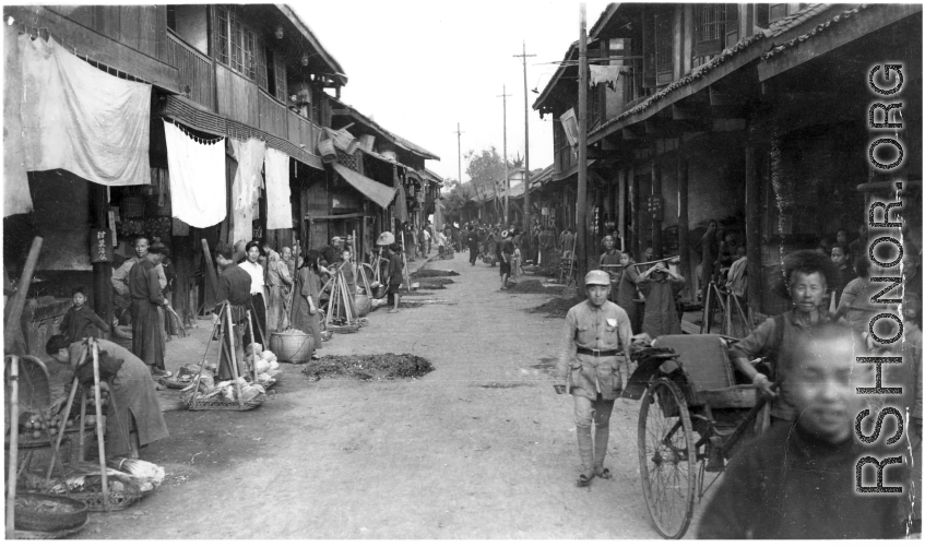 Street scene in SW China. During WWII.
