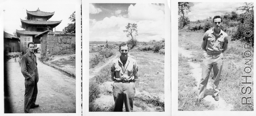 American GIs near an American air base in WWII in Yunnan province, China, most likely around the Luliang air base area.