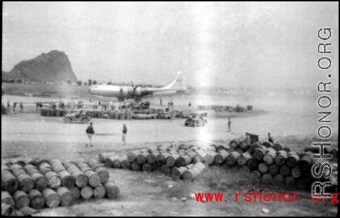 B-29 bomber  at American base in Guangxi, China, during WWII.