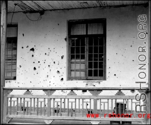 Blast damage to a building in the CBI during WWII.