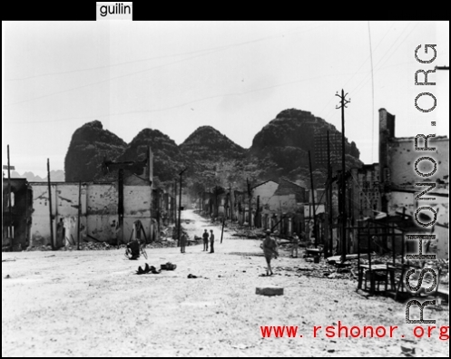Allied destruction at Guilin before the Japanese advance in the fall of 1944.    From the collection of Hal Geer.