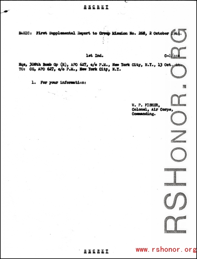 First supplemental report to group mission no. 269, 4 October 1944.