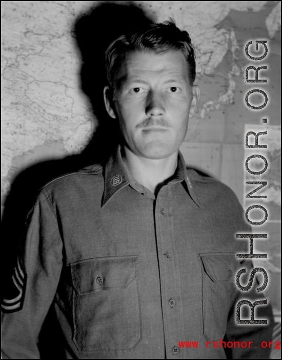 An American soldier in the CBI, during WWII.  From the collection of Wozniak, combat photographer for the 491st Bomb Squadron, in the CBI.