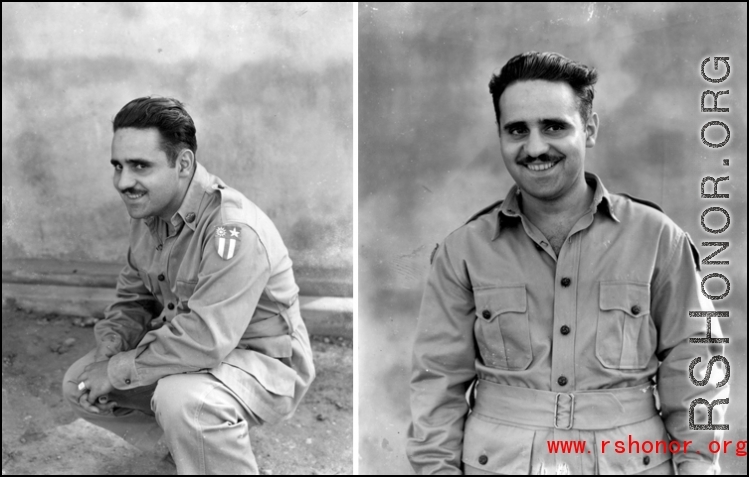 Portrait photos of an American soldier in the CBI during WWII.