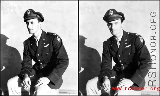 Captain Joseph T. Callaway was part of the original 341st Bomb Group Cadre. Arriving in India as a Lieutenant in May of 1942, he was assigned to the 22nd Bomb Squadron, where he gained experience, rank and became a Flight Leader. Although he had completed his required combat flying time and was eligible to return to the USA, he volunteered for a 'second tour'. In late 1943, he was given Command of the 491st Bomb Squadron and in January 1944 led them over the Hump to their new station, Yangkai AB, China.