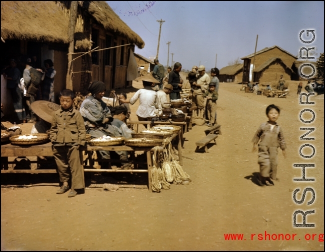 A foot stall near a rural village near the American base at Yangkai, Yunnan province, in the CBI.  (Image from the collection of Eugene Wozniak)