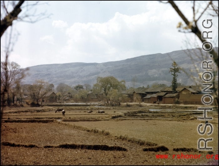 A rural village near the American base at Yangkai, Yunnan province, in the CBI.