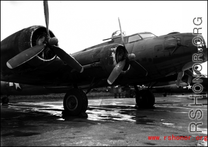 A B-17 in the CBI.  From the collection of David Firman, 61st Air Service Group.