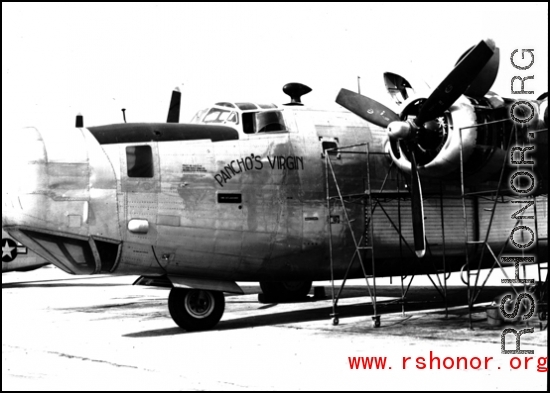 Pancho's Virgin, a transport plane based on the B-24 air frame.  From the collection of David Firman, 61st Air Service Group.