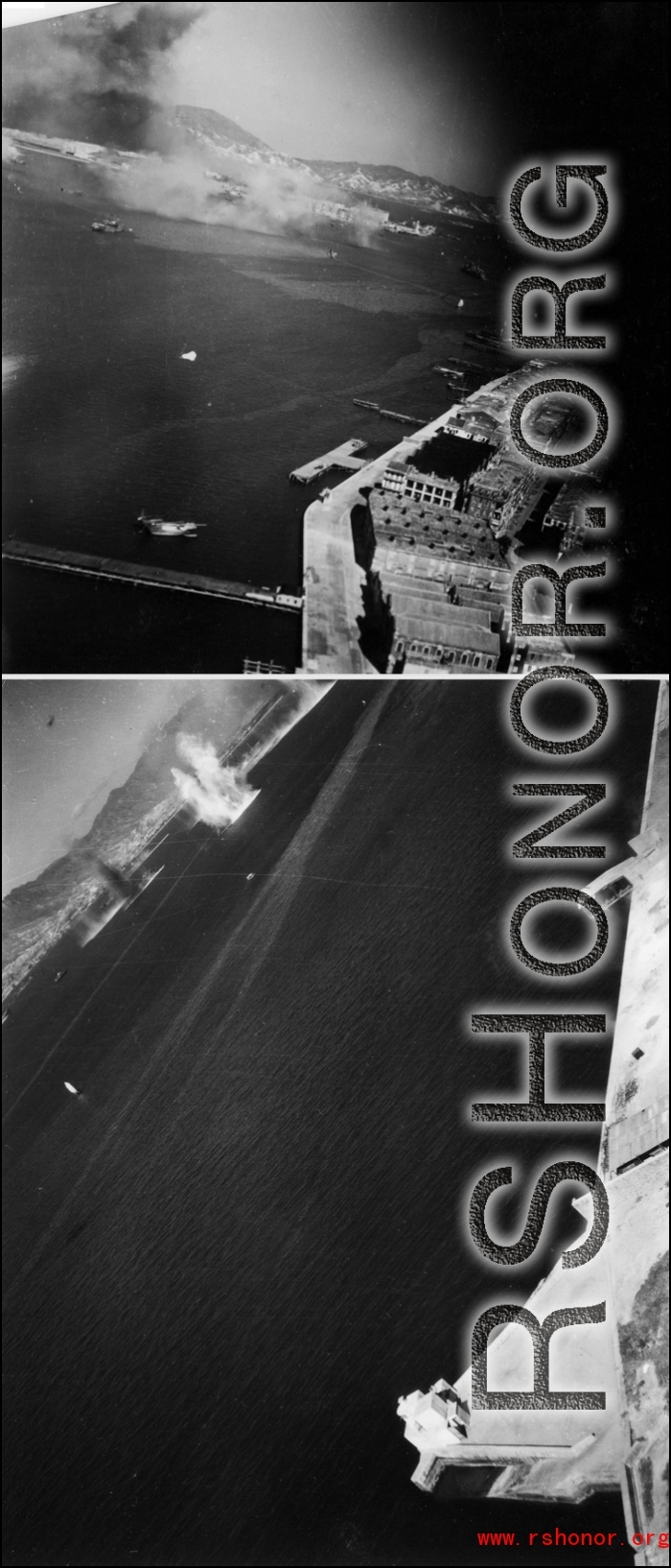 Photos of close-in bombing. From a mission on Hong Kong, 491st Bomb Squadron. 