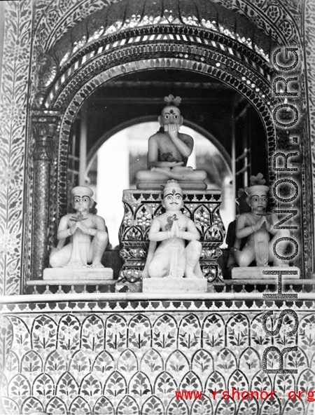 Part of a local temple in India during WWII.  From the collection of Eugene T. Wozniak.