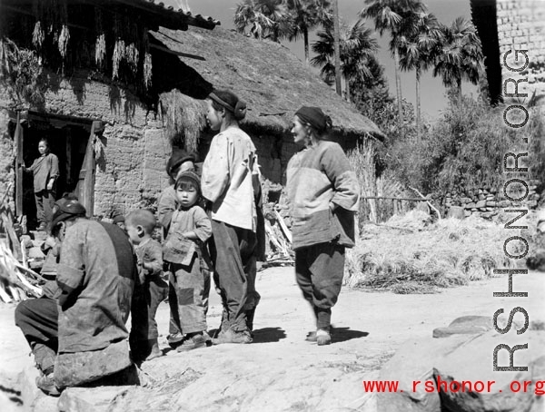 Local people in a village Yunnan province, China. During WWII.
