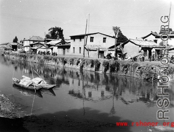 A canal in  Kunming, Yunnan province, China. During WWII.