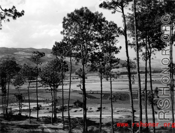 The scenery in Yunnan province, China, near Yangkai. During WWII.