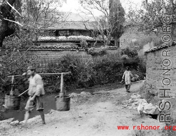 Village scene in Yunnan province, China, during WWII.
