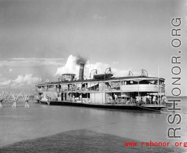 A paddle-wheel boat, probably in India, possibly Burma. During WWII.