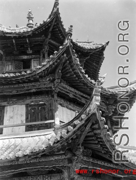 Ornate building roof in Yunnan province, China.