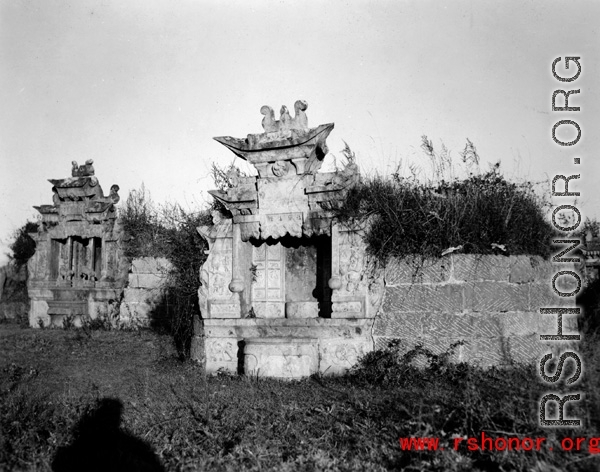 Elaborate tombstones in Yunnan province, China, during WWII.